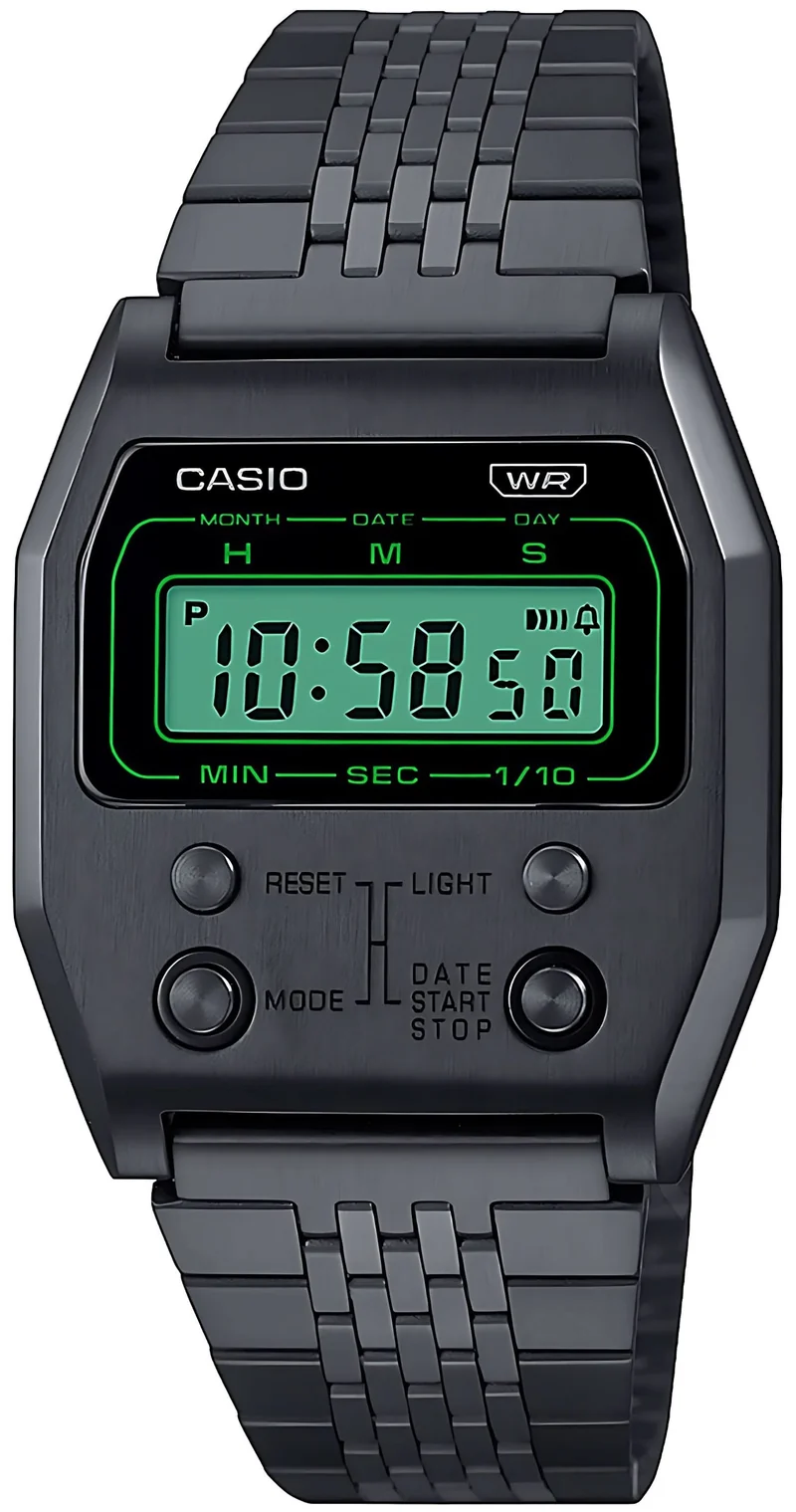 Casio Vintage A1100B-1EF Uhr • Kultiges Retro-Design • Grünes LCD