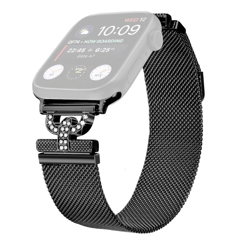 Apple Watch Series 9 45mm / Ultra 2 rhinestone S-shape milanese stainless steel strap
