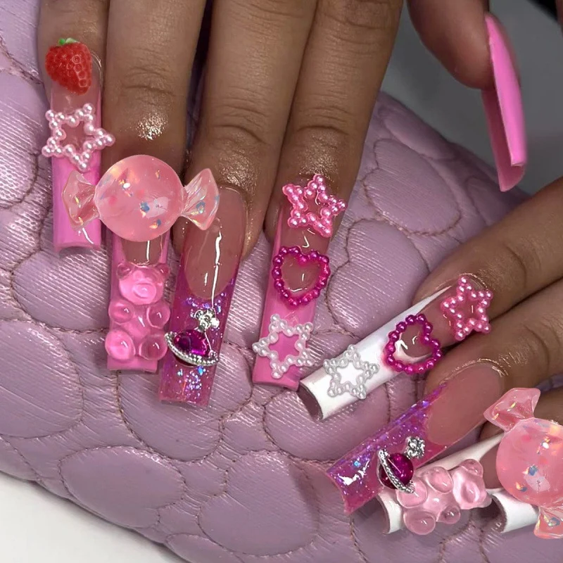 Elegantes Französisches Tipp Druck-On Nagelkunst Set
