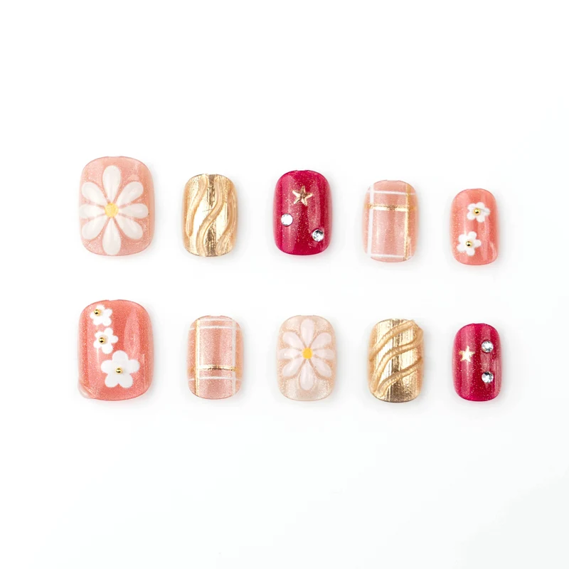Elegantes, blumenmotiviertes Press-On-Nagelset