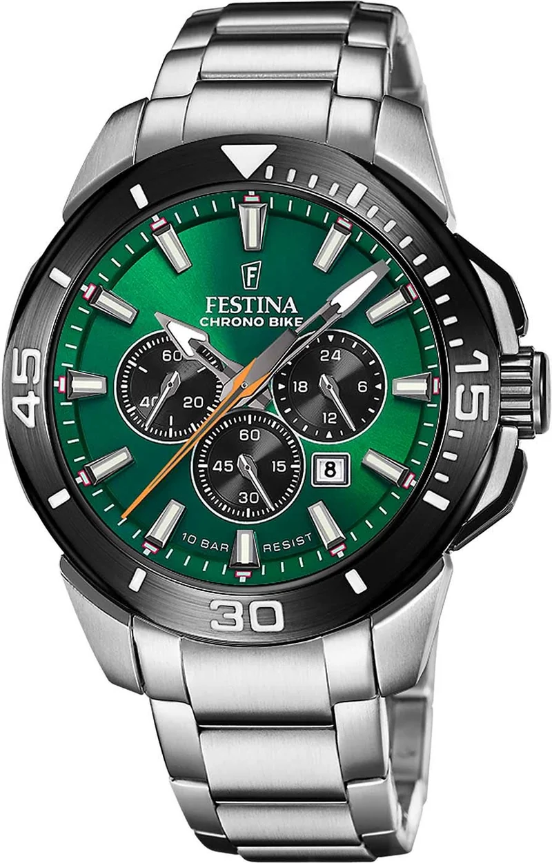 Festina Chrono Bike F20641/A Herrenuhr • Sportlicher Chronograph • Markantes grünes Zifferblatt