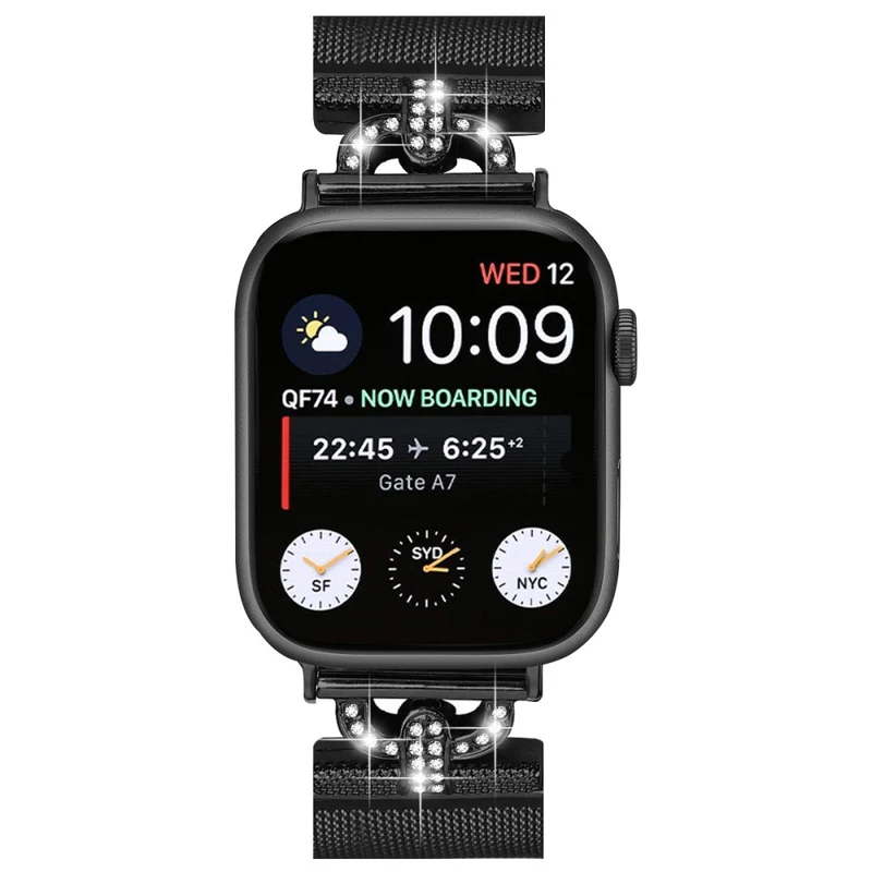 Rhinestone S-shape milanese stainless steel strap Apple Watch Series 9 41mm