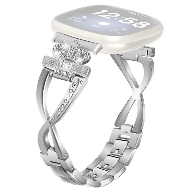 Fitbit Sense 2 / Versa 4 crown rhinestone décor alloy strap