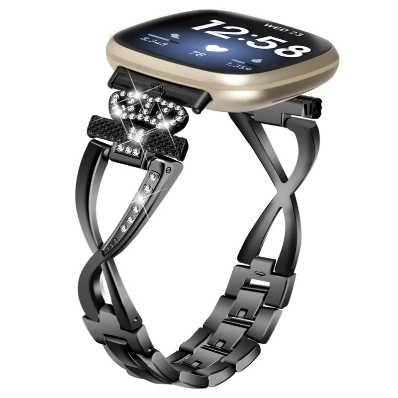 Fitbit Sense 2 / Versa 4 crown rhinestone décor alloy strap