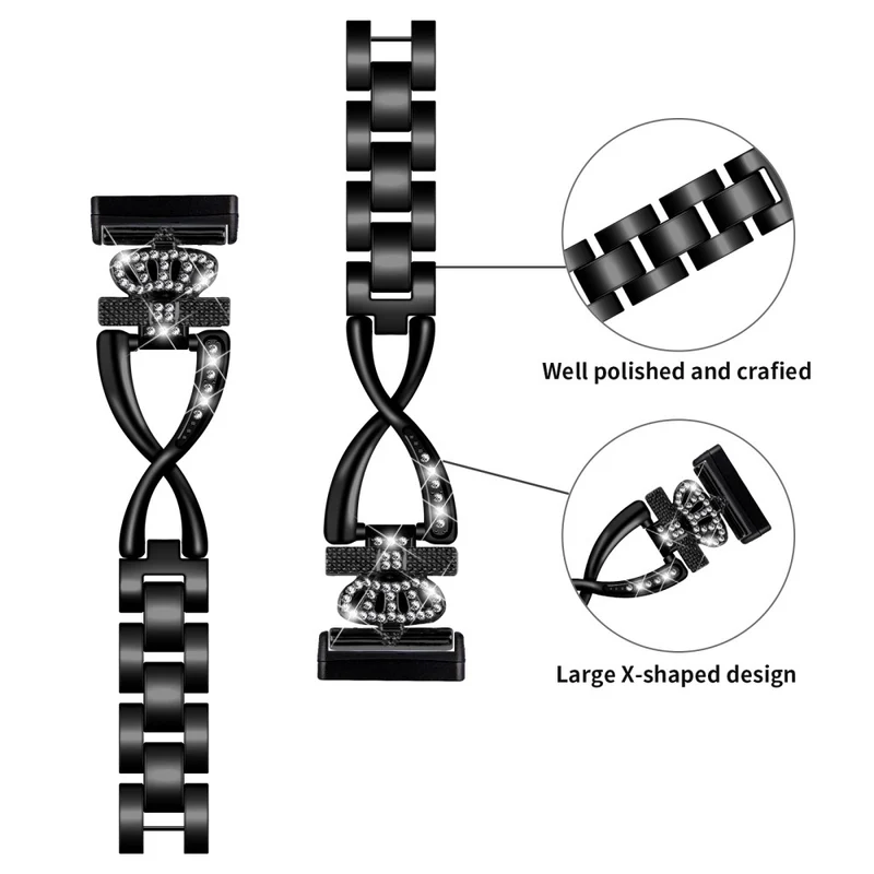 Fitbit Sense 2 / Versa 4 crown rhinestone décor alloy strap