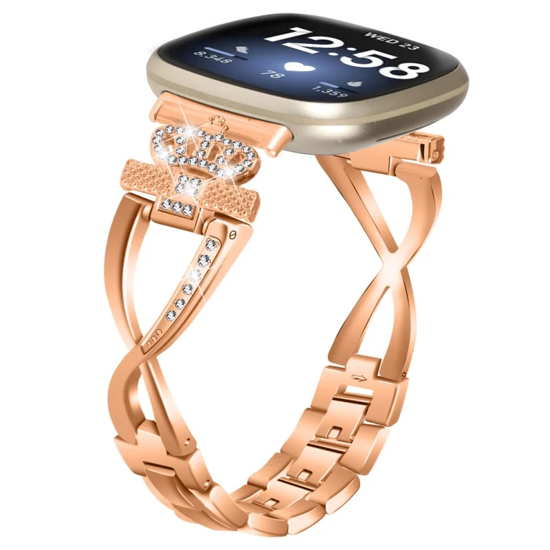 Fitbit Sense 2 / Versa 4 crown rhinestone décor alloy strap