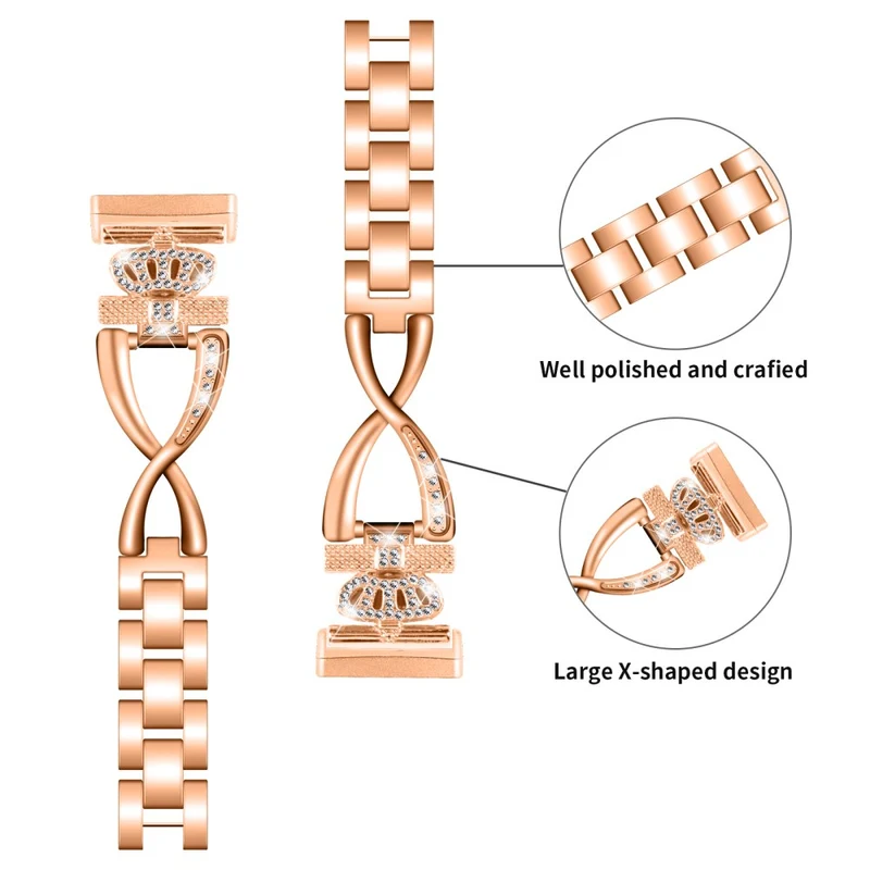 Fitbit Sense 2 / Versa 4 crown rhinestone décor alloy strap