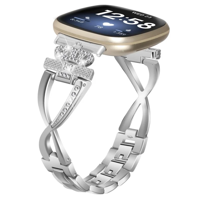 Fitbit Sense 2 / Versa 4 crown rhinestone décor alloy strap