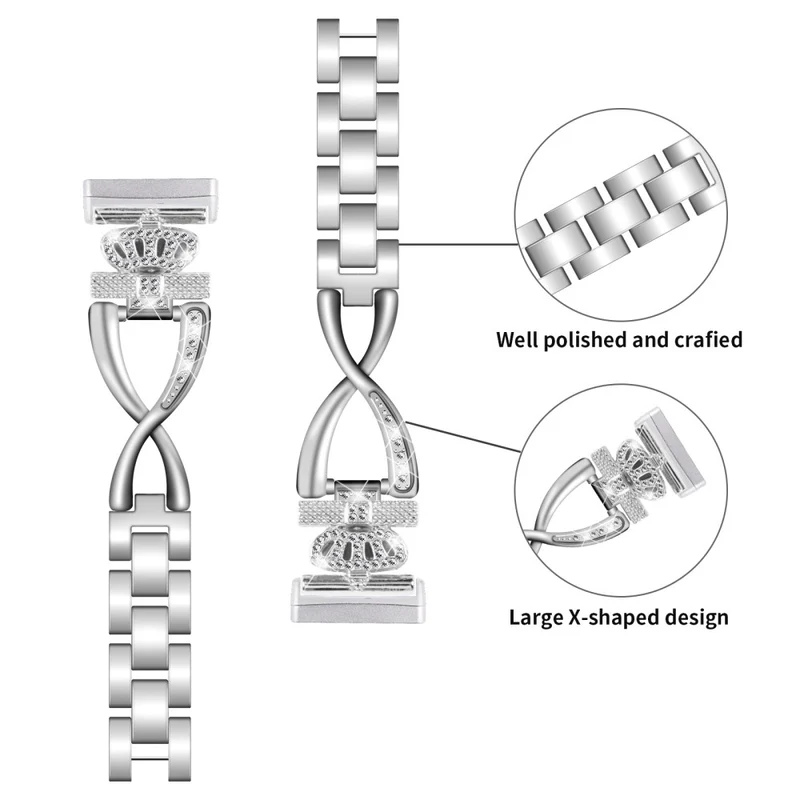 Fitbit Sense 2 / Versa 4 crown rhinestone décor alloy strap