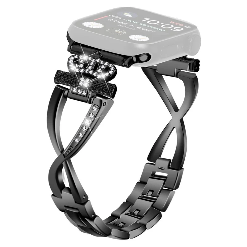 Apple Watch Series 9 41mm crown rhinestone décor alloy strap