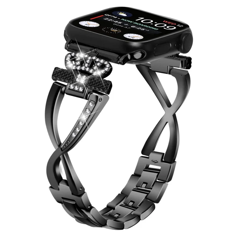 Apple Watch Series 9 41mm crown rhinestone décor alloy strap