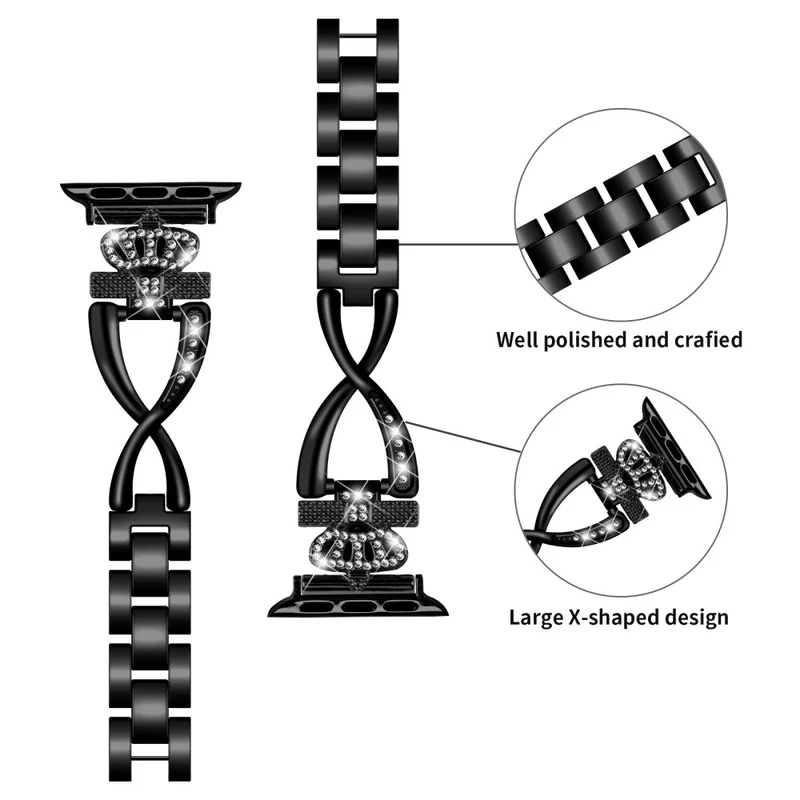 Apple Watch Series 9 41mm crown rhinestone décor alloy strap