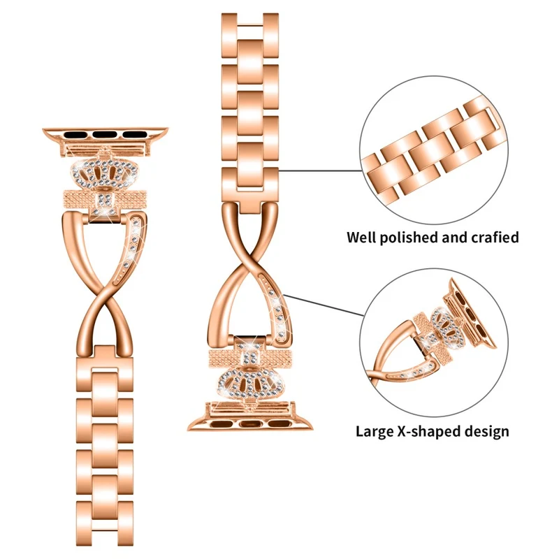 Apple Watch Series 9 41mm crown rhinestone décor alloy strap