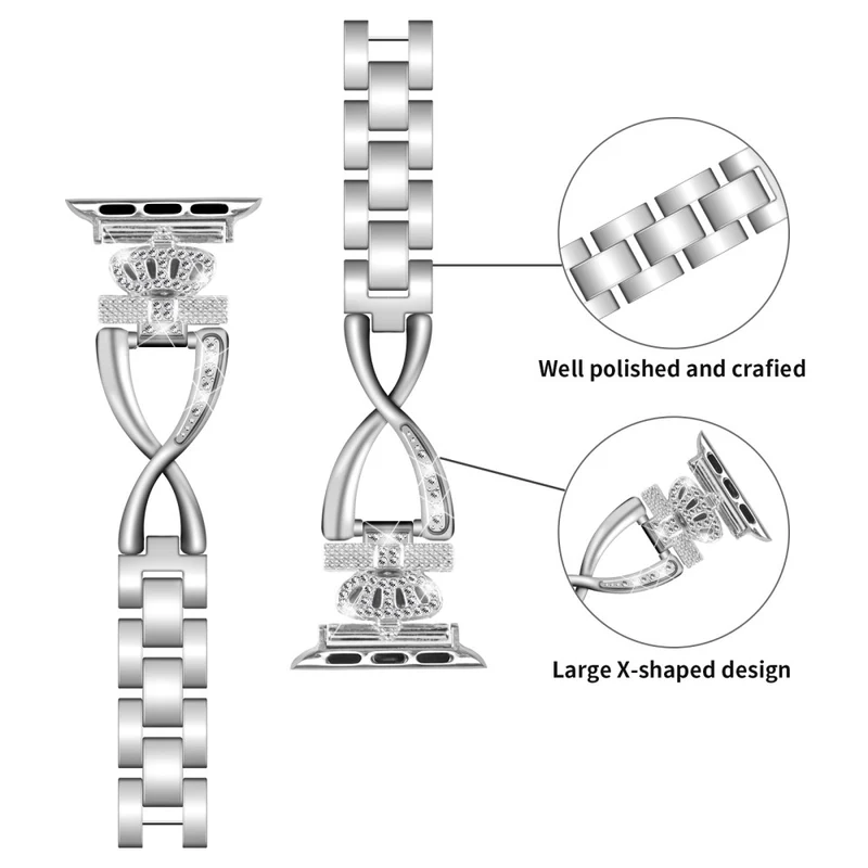 Apple Watch Series 9 41mm crown rhinestone décor alloy strap