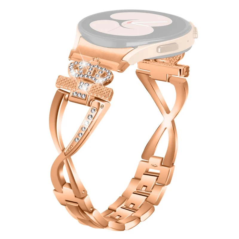 20mm Samsung Galaxy Watch 5 / 4 X-Shape in crown rhinestone décor alloy strap