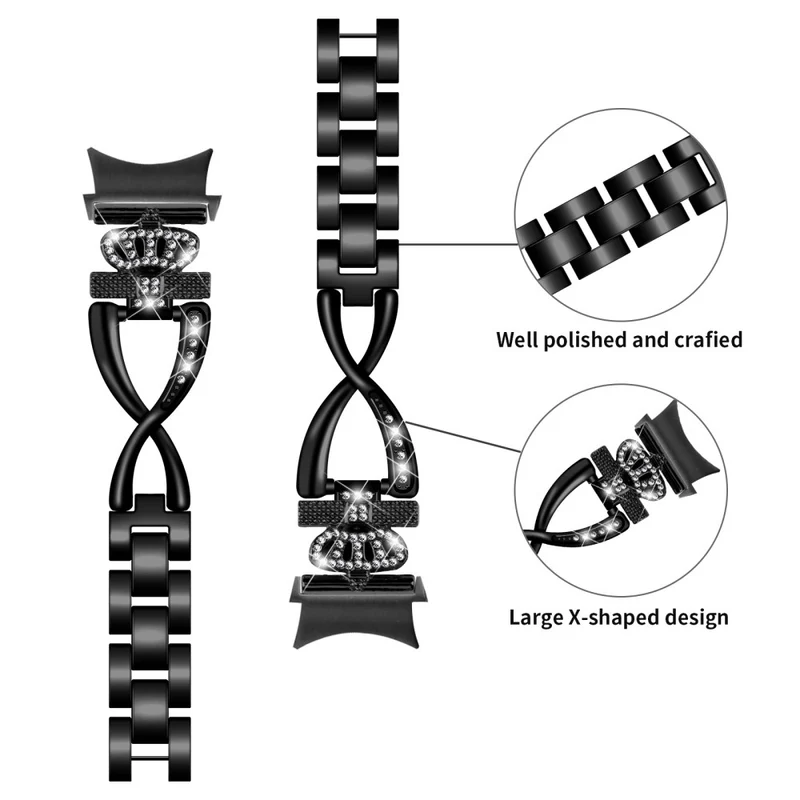 20mm Samsung Galaxy Watch 5 / 4 X-Shape in crown rhinestone décor alloy strap