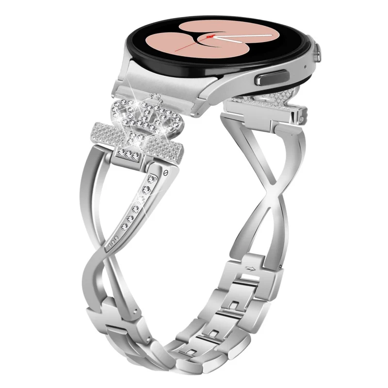 20mm Samsung Galaxy Watch 5 / 4 X-Shape in crown rhinestone décor alloy strap