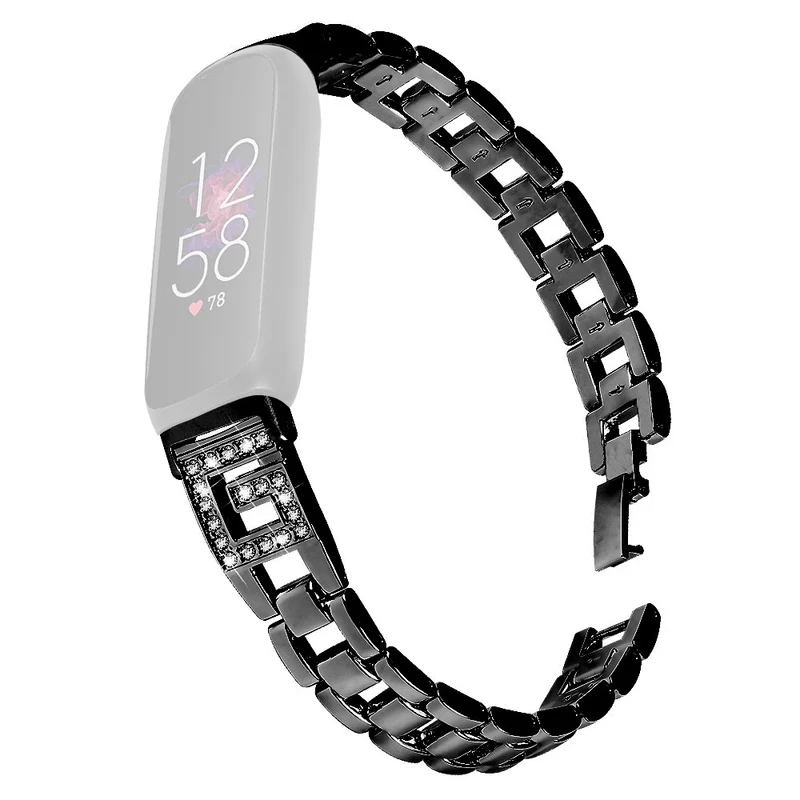 Fitbit Inspire 3 G-shape rhinestone décor metal strap