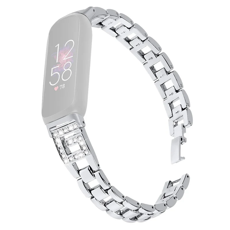 Fitbit Inspire 3 G-shape rhinestone décor metal strap