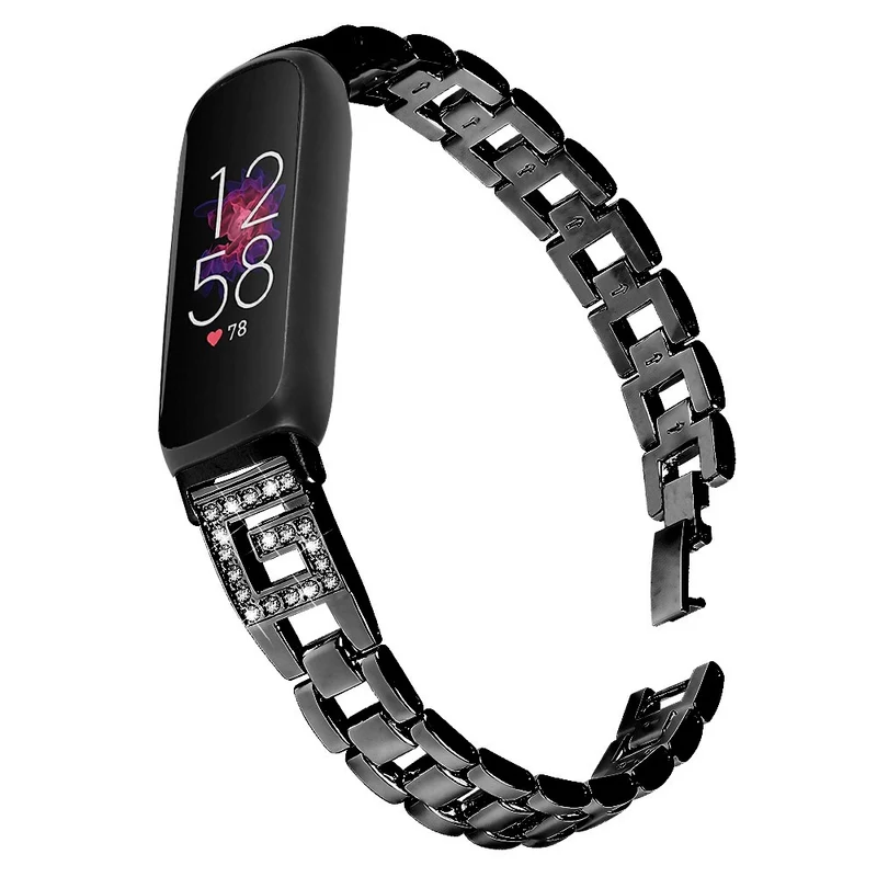 Fitbit Inspire 3 G-shape rhinestone décor metal strap