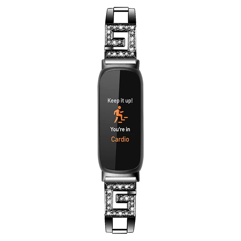 Fitbit Inspire 3 G-shape rhinestone décor metal strap