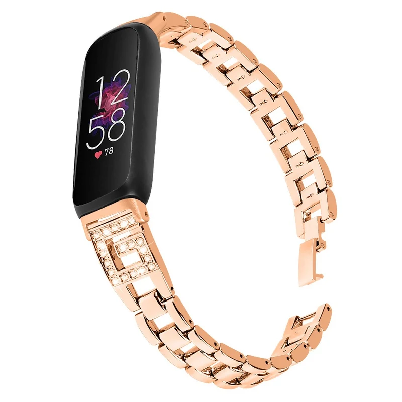 Fitbit Inspire 3 G-shape rhinestone décor metal strap