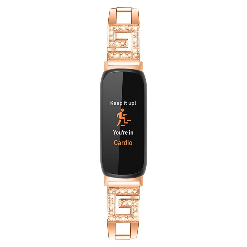 Fitbit Inspire 3 G-shape rhinestone décor metal strap