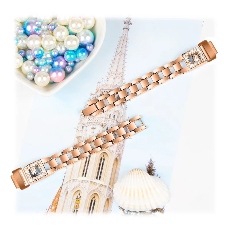 Fitbit Inspire 3 G-shape rhinestone décor metal strap