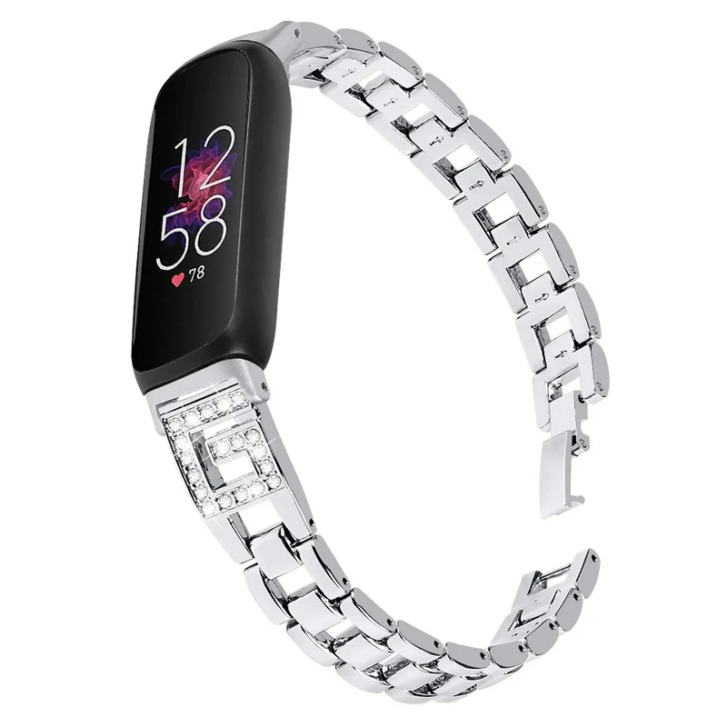Fitbit Inspire 3 G-shape rhinestone décor metal strap