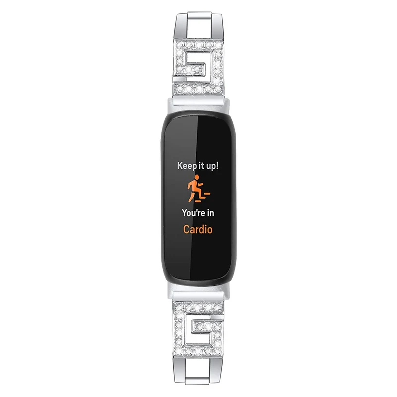 Fitbit Inspire 3 G-shape rhinestone décor metal strap