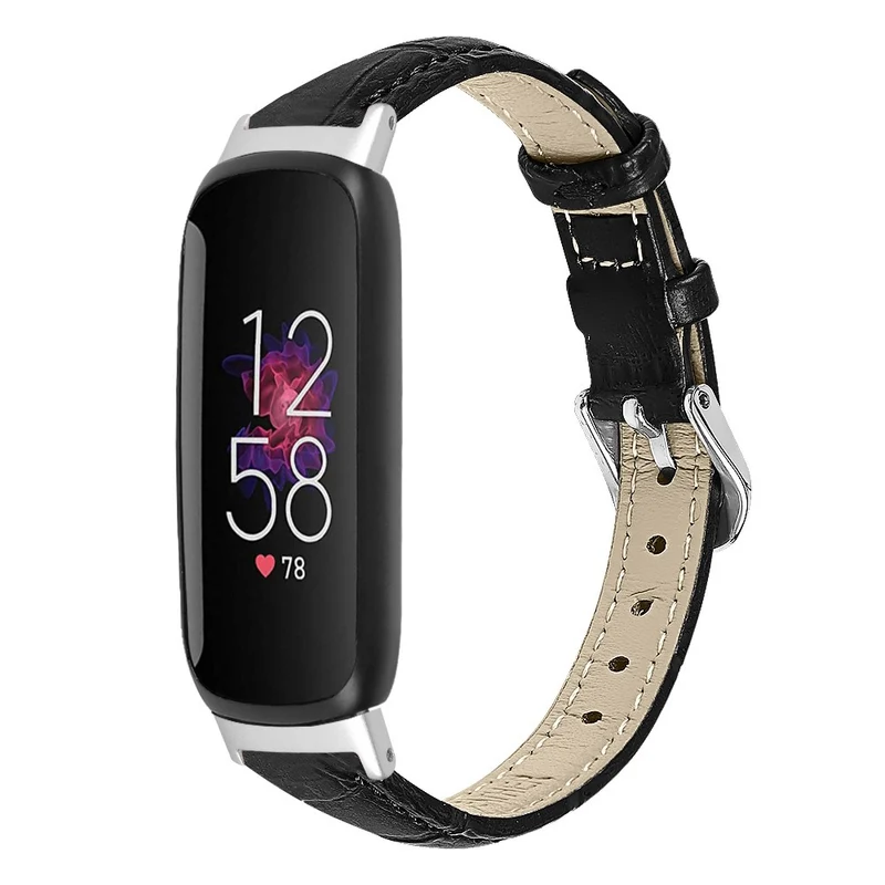 Leather in bamboo grain style strap for Fitbit Inspire 3
