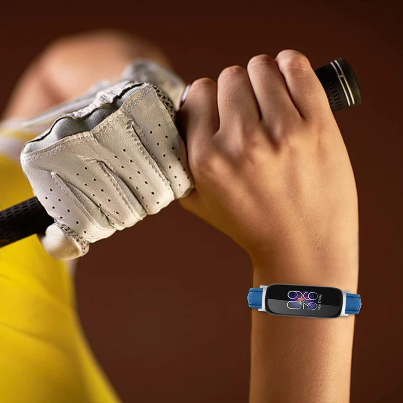 Leather in bamboo grain style strap for Fitbit Inspire 3