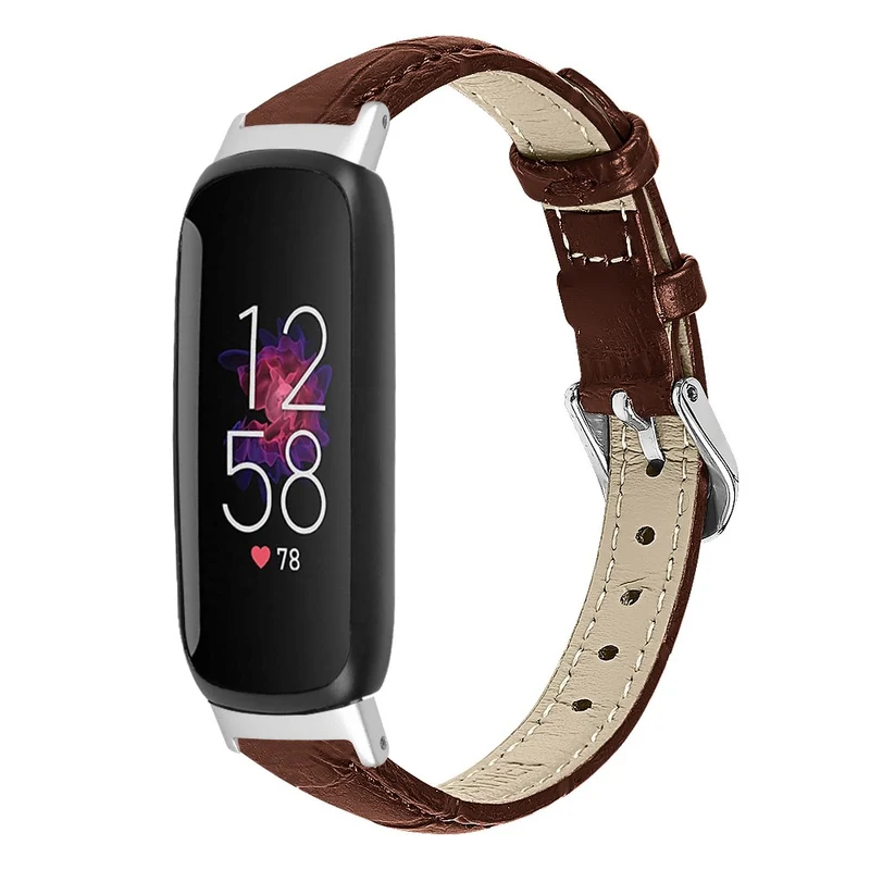 Leather in bamboo grain style strap for Fitbit Inspire 3