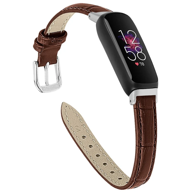 Leather in bamboo grain style strap for Fitbit Inspire 3