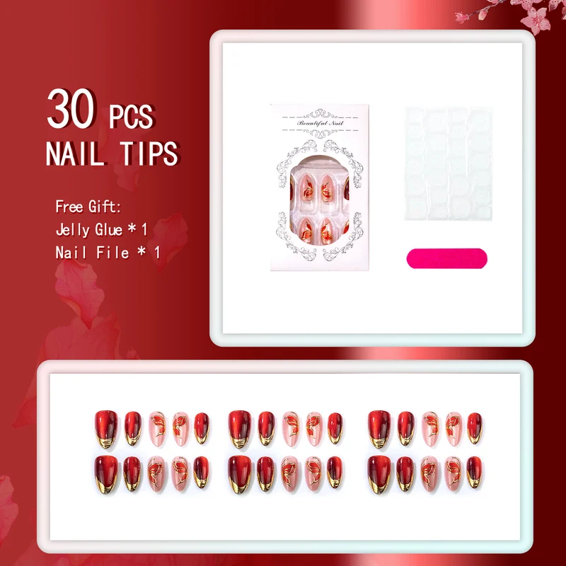 Elegantes florales Design Press-On Nagelset
