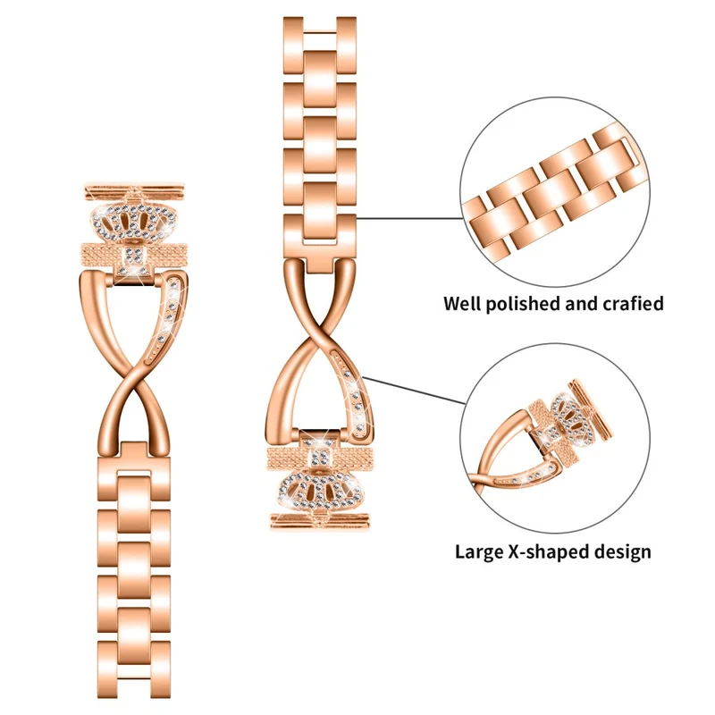 20mm Samsung Galaxy Watch Active 2 / Watch Active X-Shape rhinestone décor alloy strap