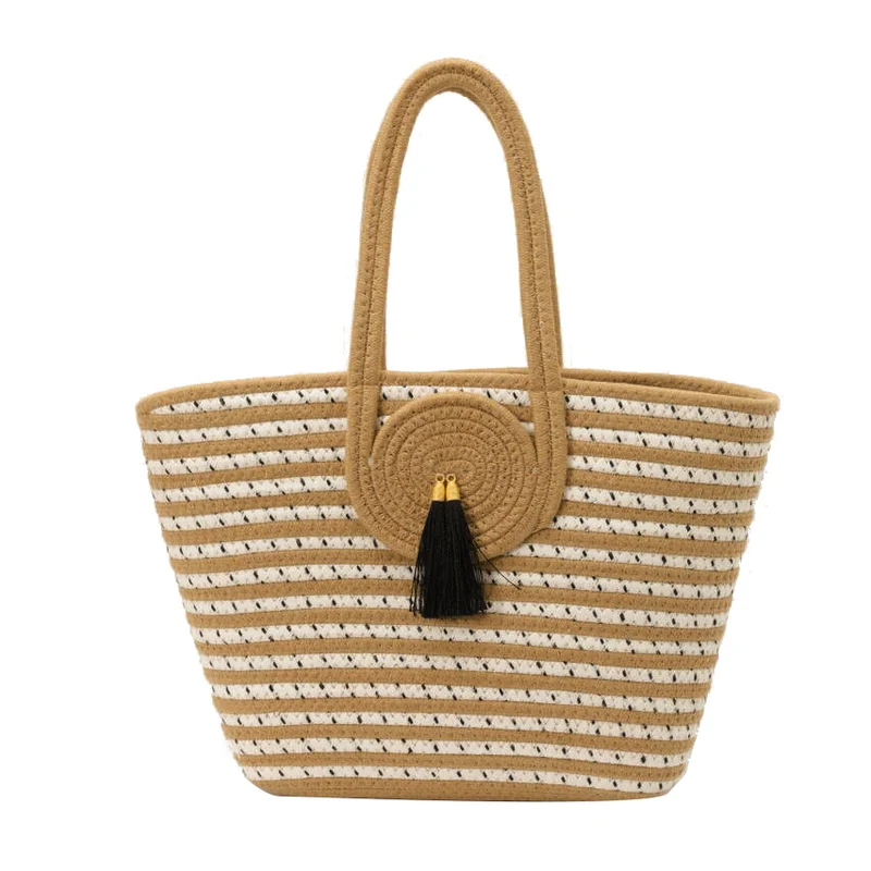 Gestreifter gewebter Strandtasche