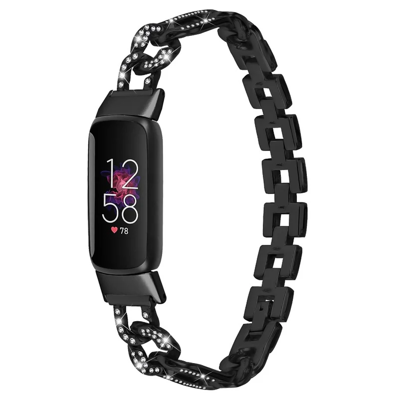 Fitbit Luxe rhinestone décor zinc metal strap