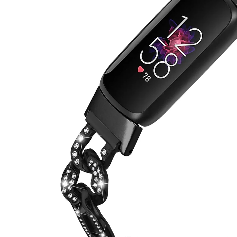 Fitbit Luxe rhinestone décor zinc metal strap