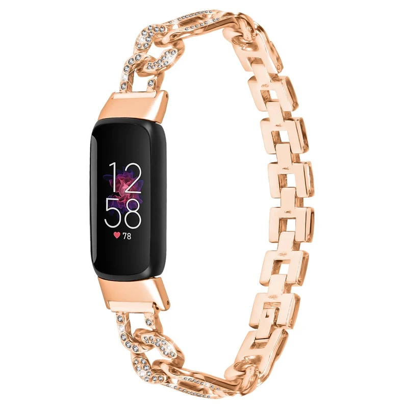 Fitbit Luxe rhinestone décor zinc metal strap