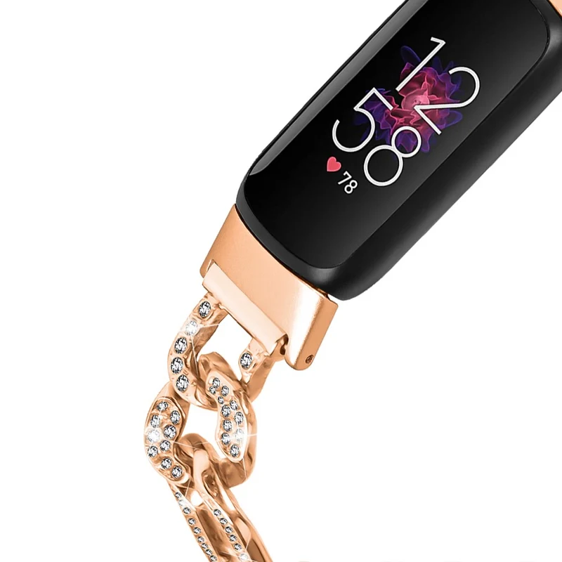 Fitbit Luxe rhinestone décor zinc metal strap