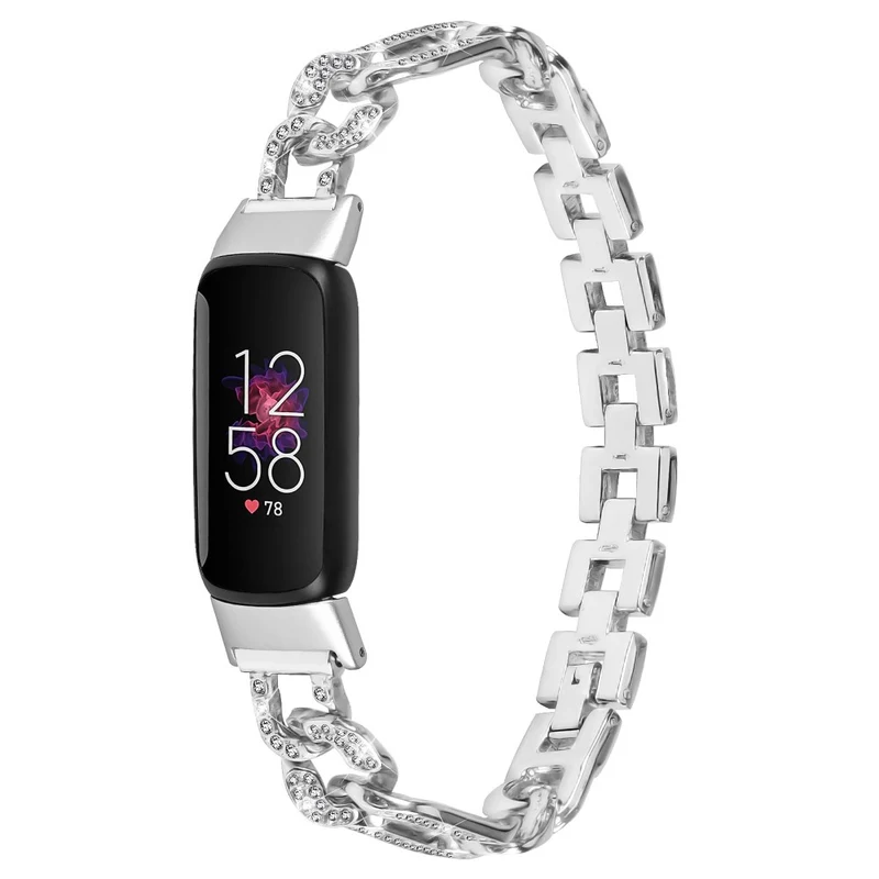 Fitbit Luxe rhinestone décor zinc metal strap