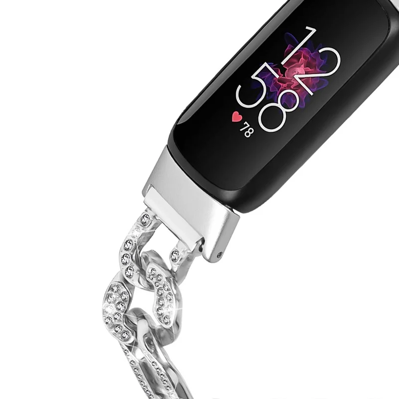 Fitbit Luxe rhinestone décor zinc metal strap