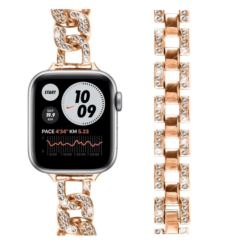 Apple Watch Series 8 (45mm) / Watch Ultra rhinestone décor metal strap