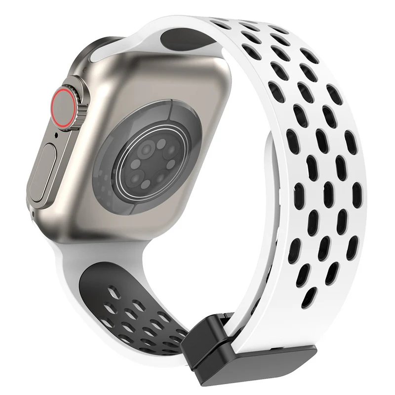Apple Watch Series 8 (45mm) / Watch Ultra dual-color silicone strap - Black / Red