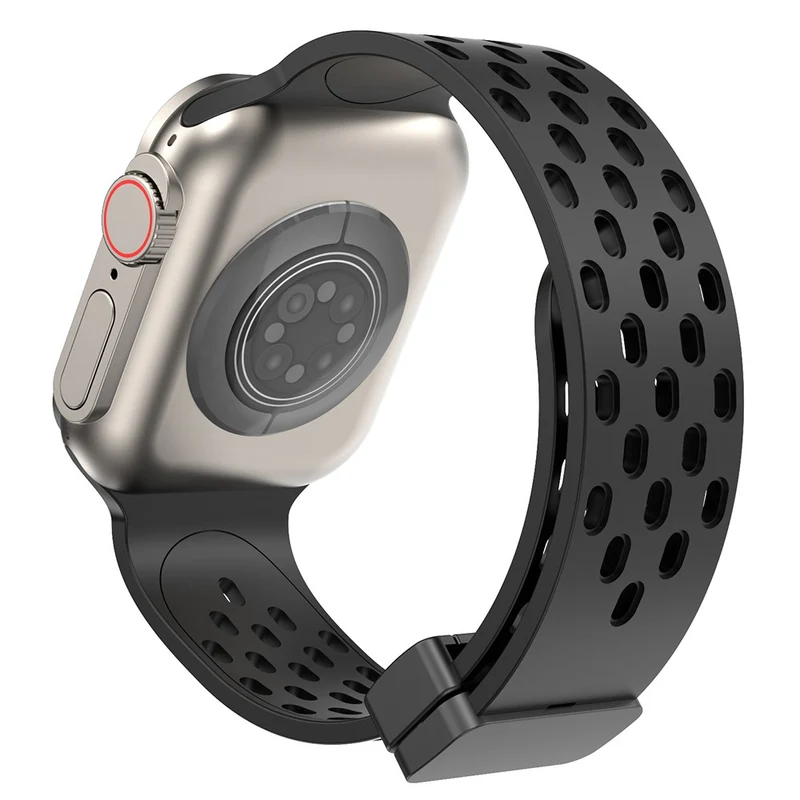 Apple Watch Series 8 (45mm) / Watch Ultra dual-color silicone strap - Black / Red