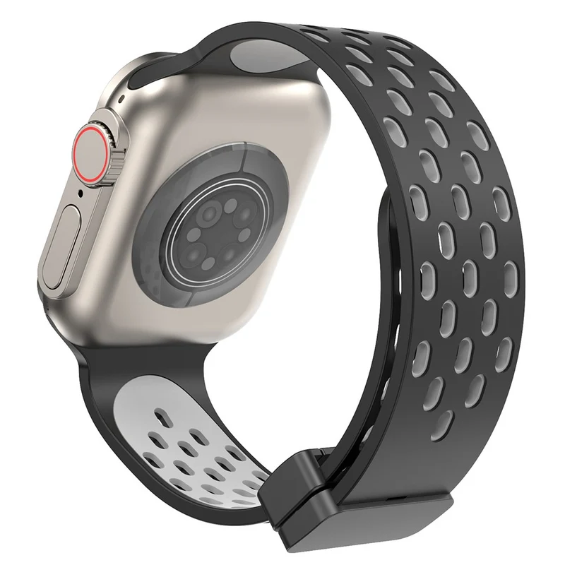 Apple Watch Series 8 (45mm) / Watch Ultra dual-color silicone strap - Black / Red