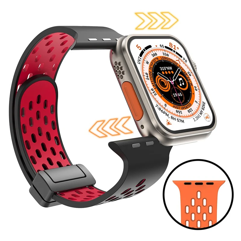 Apple Watch Series 8 (41mm) dual-color silicone strap - Black / Red