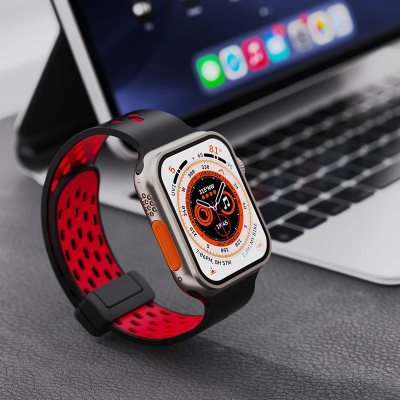 Apple Watch Series 8 (41mm) dual-color silicone strap - Black / Red