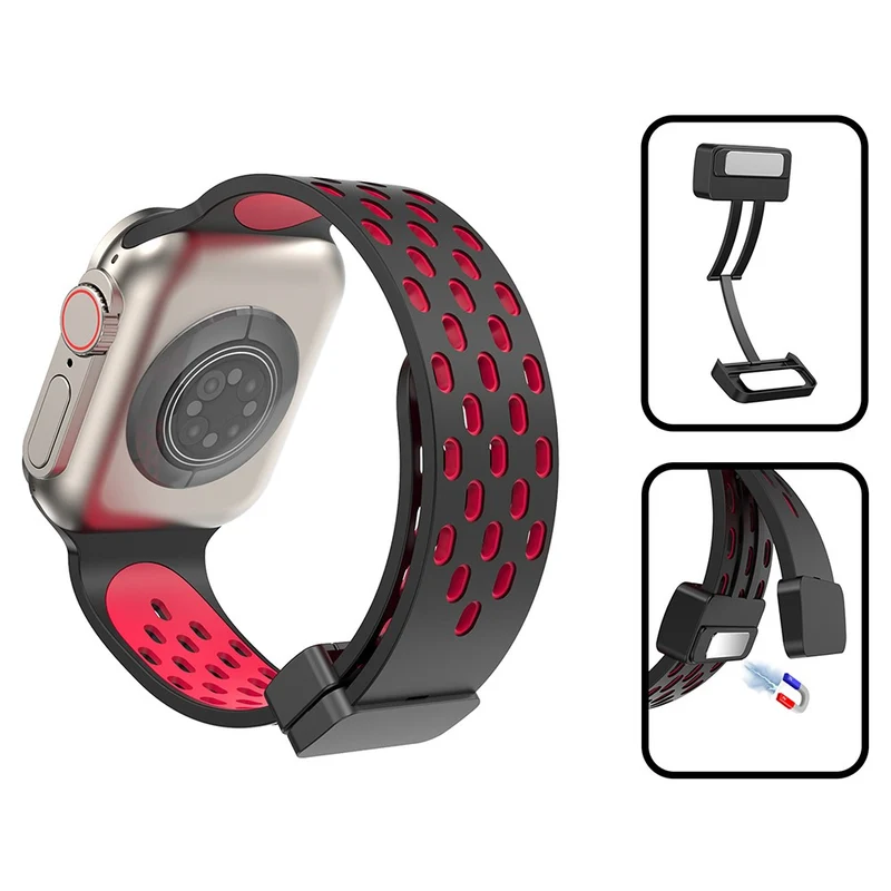 Apple Watch Series 8 (41mm) dual-color silicone strap - Black / Red